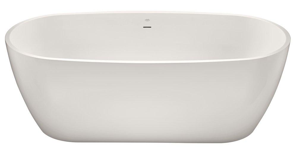 Signature Hardware White 59 x 32 in. Freestanding Solid Surface Soaker Bathtub Center Drain 