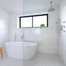 Signature Hardware White 59 x 32 in. Freestanding Solid Surface Soaker Bathtub Center Drain 