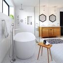 Signature Hardware White 59 x 32 in. Freestanding Solid Surface Soaker Bathtub Center Drain 