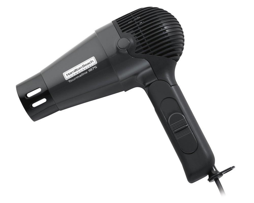 Hamilton Beach Brands Black 125V Wall Mount 3-Speed Handheld Hand Dyer with Retractable Cord and Folding Handle in Grey with Black 