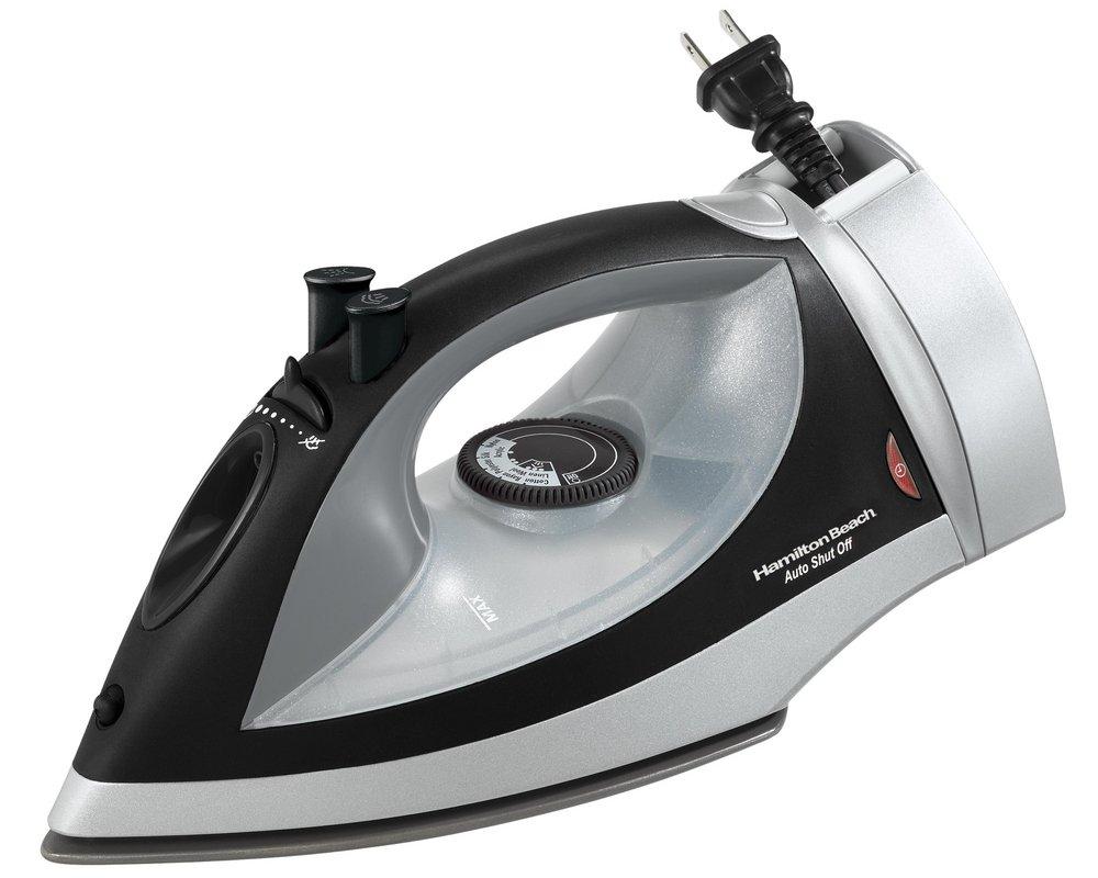 Hamilton Beach Brands Black 3-Way Auto-Off Spray Steam Nonstick Iron and Retractable Cord 
