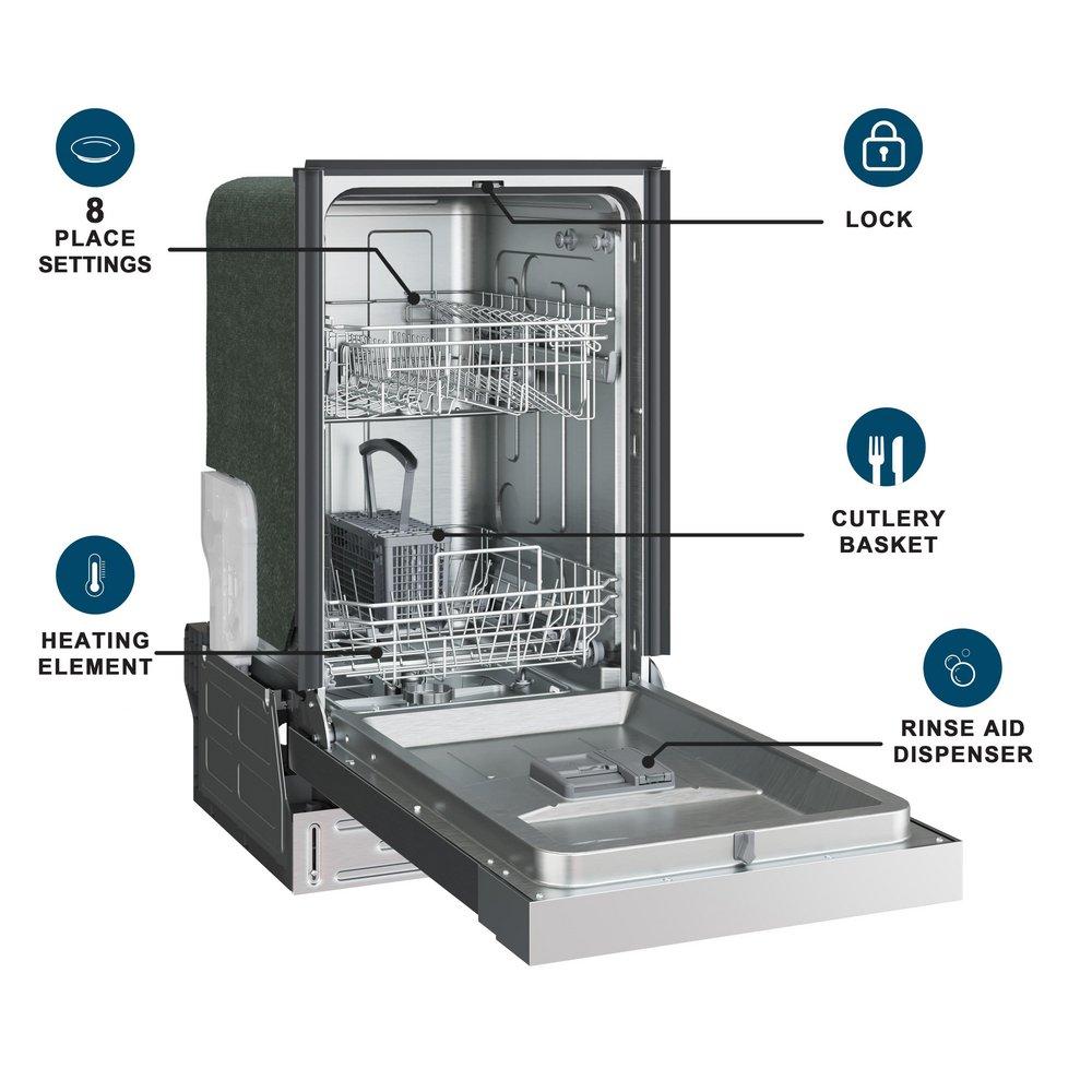 Edgestar Stainless Steel 17-5/8 in. 8 Place Settings Dishwasher 
