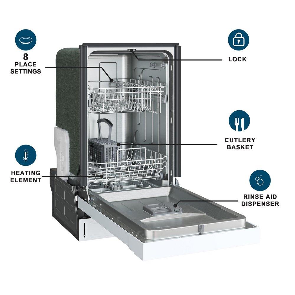 Edgestar White 17-5/8 in. 8 Place Settings Dishwasher 