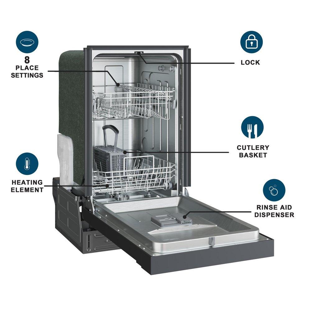 Edgestar Black 17-5/8 in. 8 Place Settings Dishwasher 