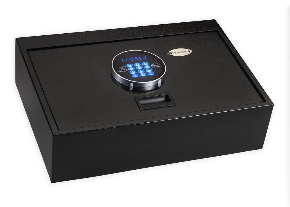 Global Safe Black Drawer Top Opening Plus Safe Electric Hotel Room Safe with Two 3/4 in. Steel Locking Bolts 