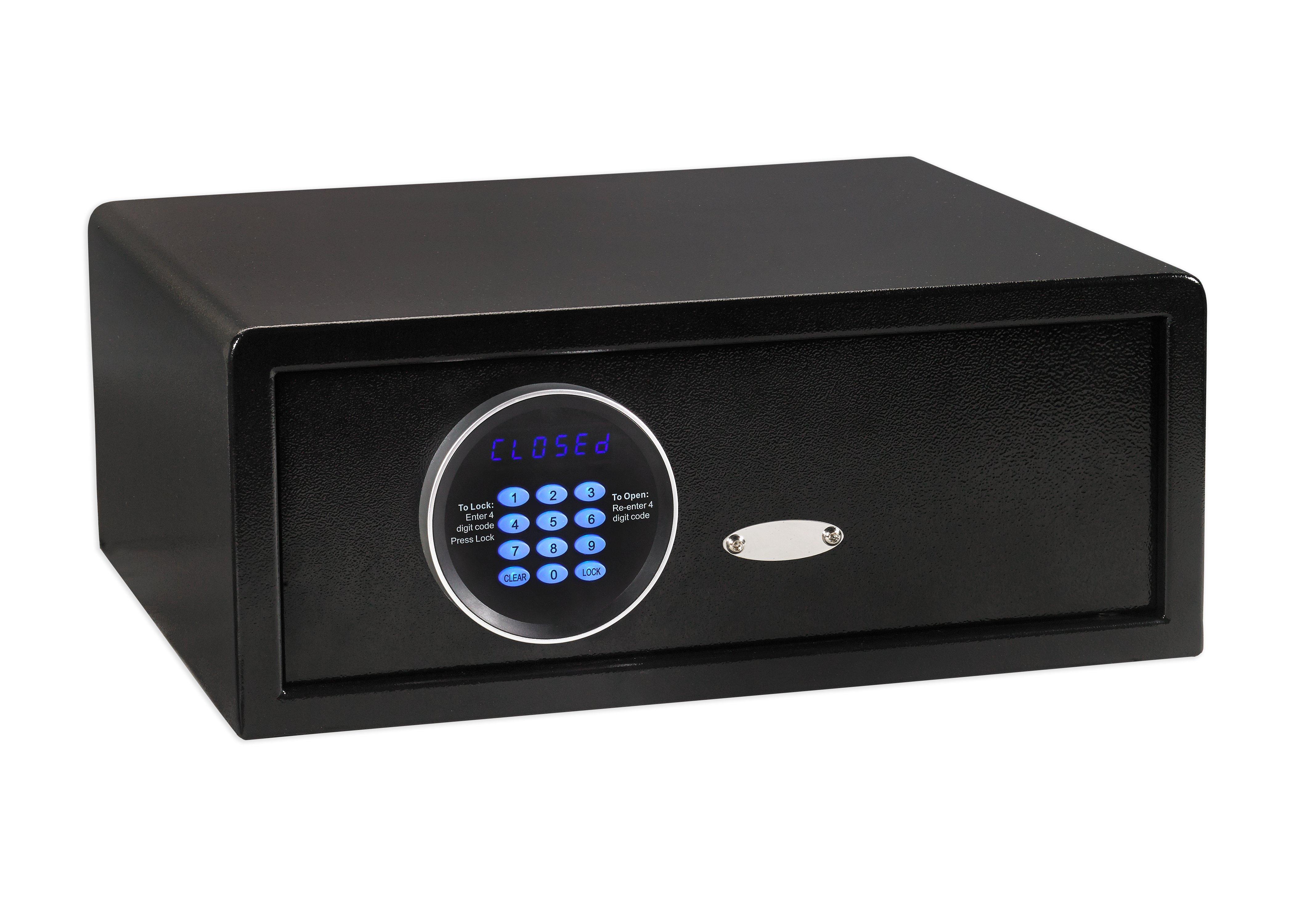 Global Safe Black Electric Hotel Room Safe with Two 3/4 in. Steel Locking Bolts 