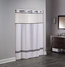 71 x 74 in. Polyester Shower Curtain  in White/Black with Window & Liner (Case of 12)