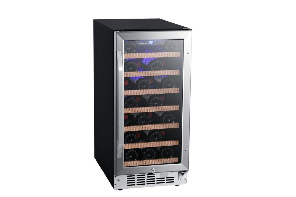 Edgestar Stainless Steel/Black 15 in. 30 Bottles Wine Cooler 