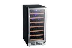 15 in. 30 Bottles Wine Cooler in Black/Stainless Steel