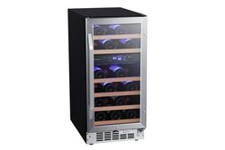 15 in. 26 Bottles Wine Cooler in Black/Stainless Steel