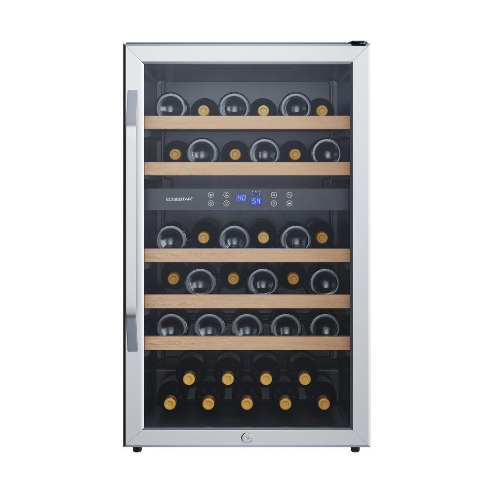 Edgestar Stainless Steel/Black 19-3/8 in. 38 Bottles Wine Cooler 