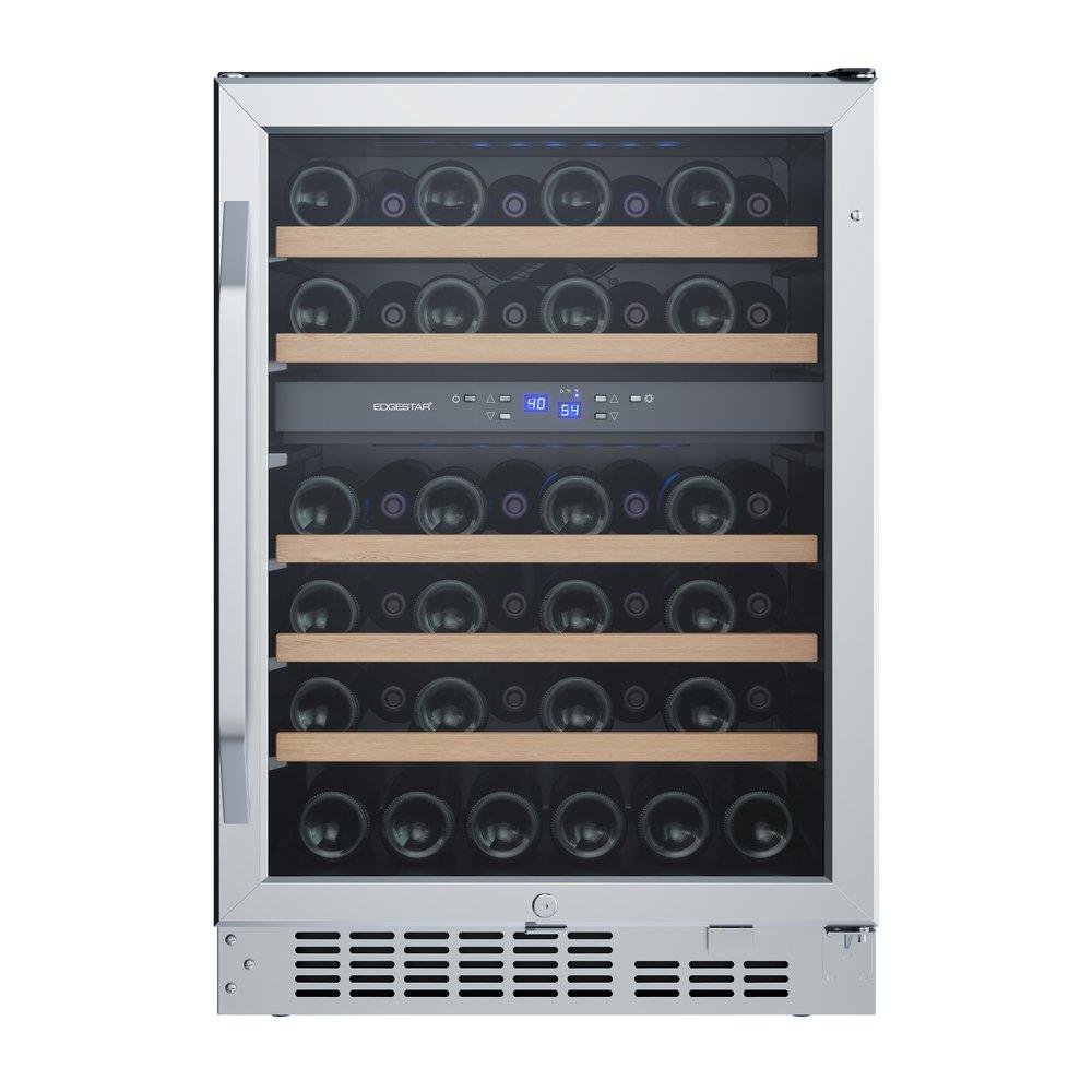 Edgestar Stainless Steel/Black 23-1/2 in. 46 Bottles Wine Cooler 