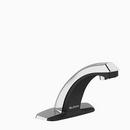 0.35 gpm Battery Powered Sensor Bathroom Sink Faucet with 4 in. Trim Plate & Below Deck Manual Mixing Valve in Polished Chrome