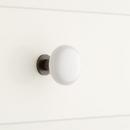 1 in. Brass Base and Ceramic Round Cabinet Knob in White with Oil Rubbed Bronze