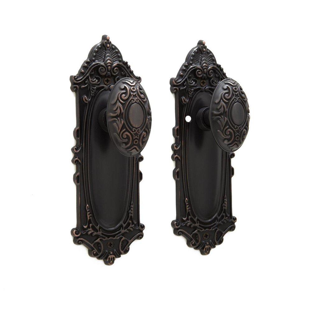 Signature Hardware Oil Rubbed Bronze Brass Privacy Knob and Plate Set 