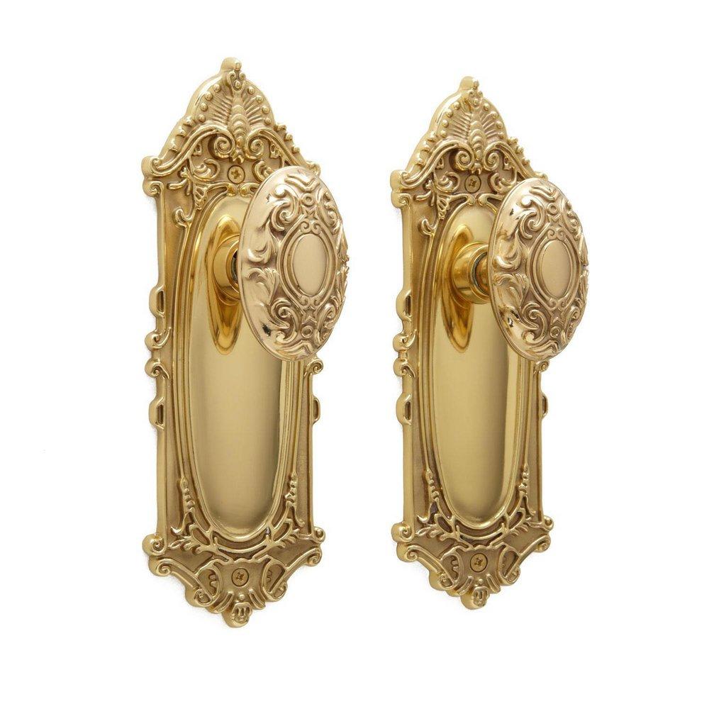 Signature Hardware Polished Brass Brass Passage Knob and Plate Set 