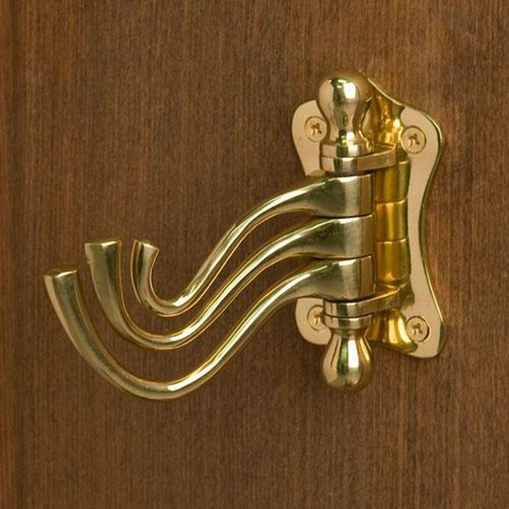Signature Hardware Polished Brass Brass Triple Swing Arm Coat Hook 