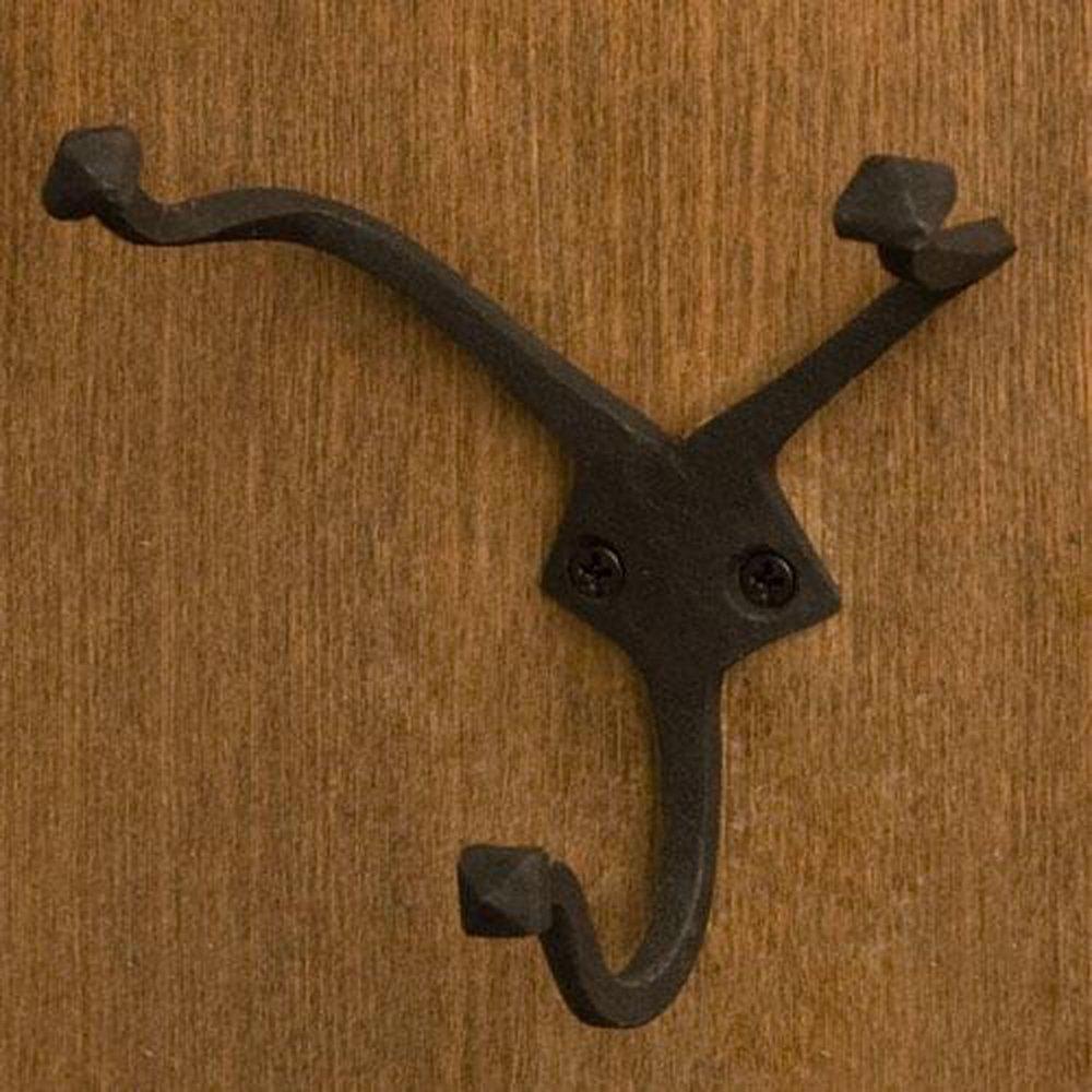 Signature Hardware Black Powder Coat Hand Forged Iron Triple Hook 