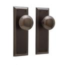 Signature Hardware Antique Brass 7 in. Brass Passage Door Set Knob 2-3/8 in. Backset 