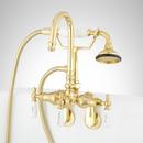 Three Handle Wall Mount Filler in Polished Brass (Trim Only)