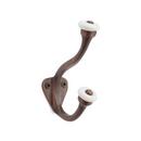 Signature Hardware Oil Rubbed Bronze Brass Double Hook with Porcela 