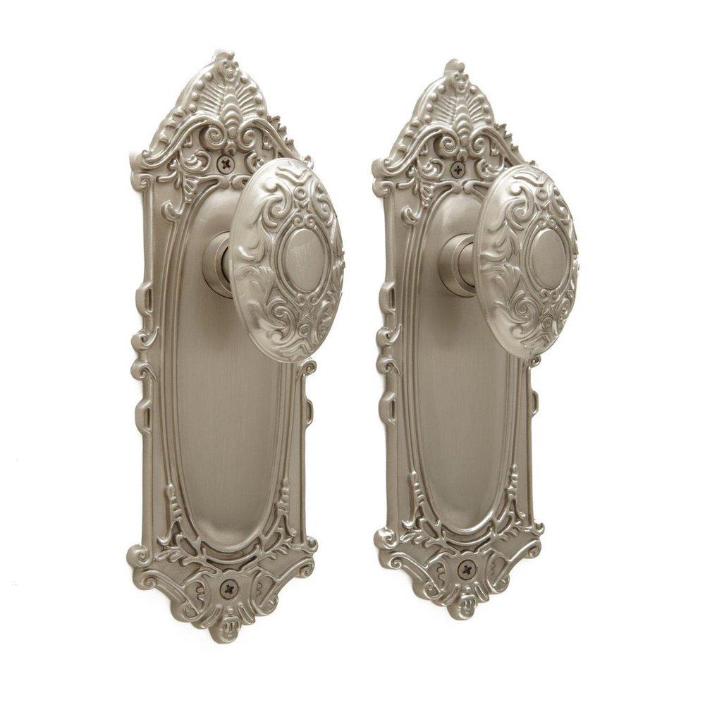 Signature Hardware Brushed Nickel Brass Dummy Knob and Plate Set 