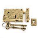 Brass Rim Lock Set Right Hand in Polished Brass