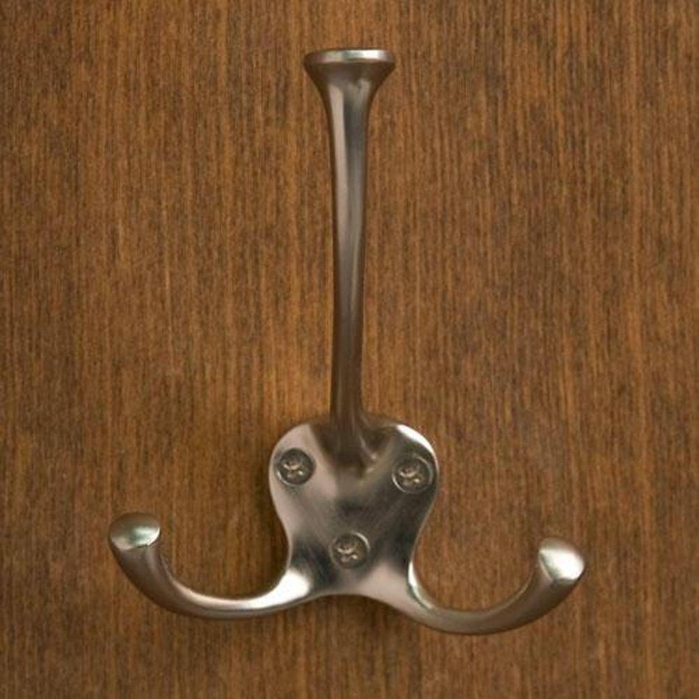 Signature Hardware Brushed Nickel Brass Triple Coat Hook 