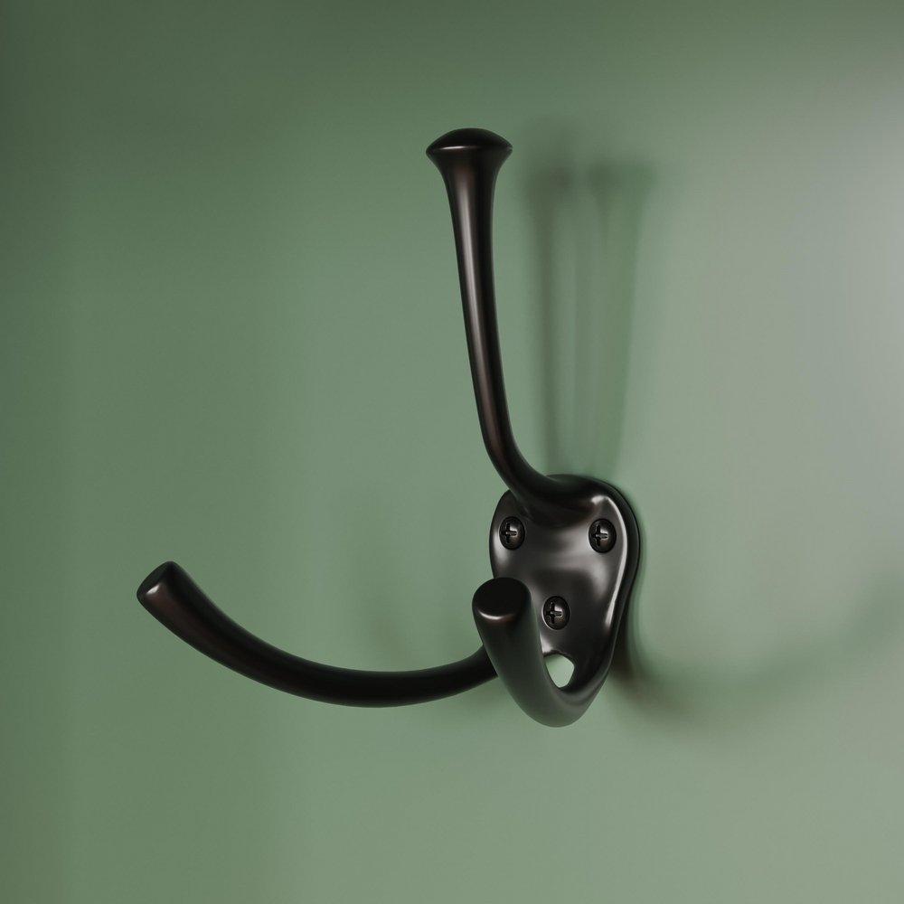 Signature Hardware Black Powder Coat Iron Triple Hook 