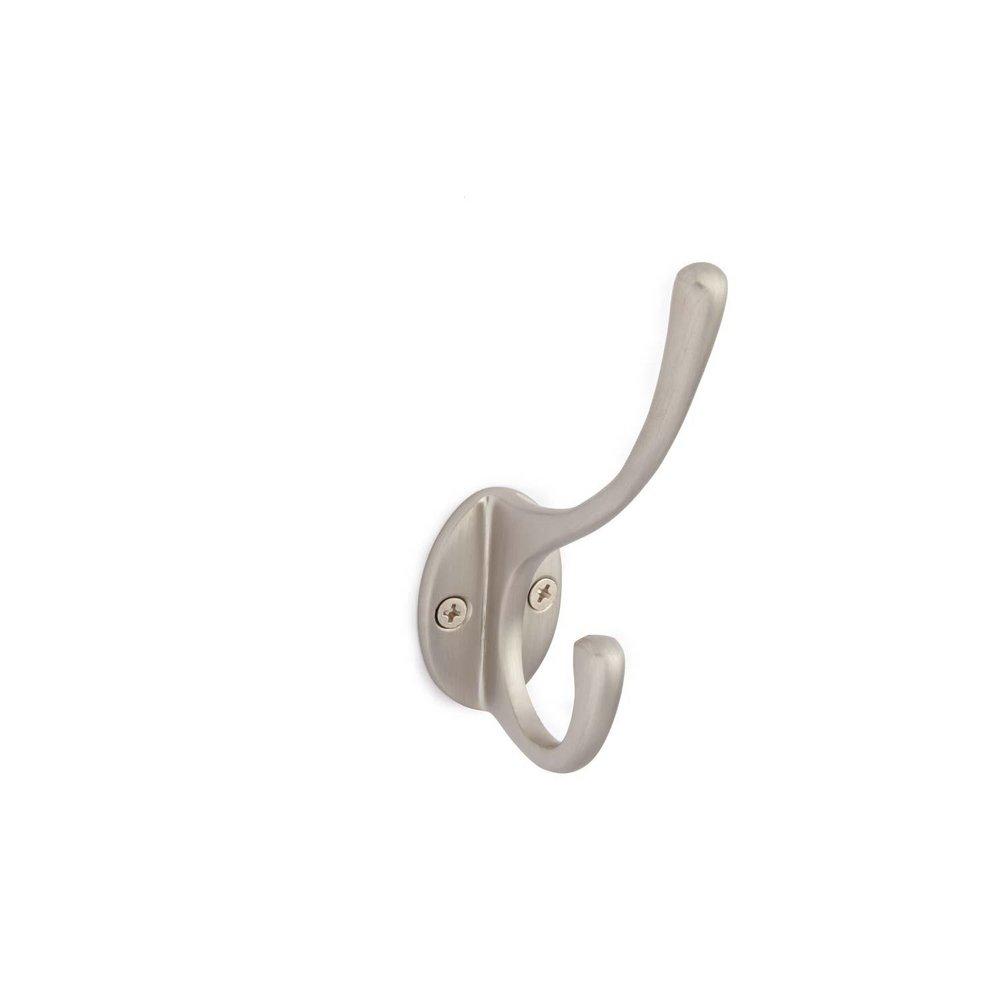 Signature Hardware Brushed Nickel Brass Double Hook 