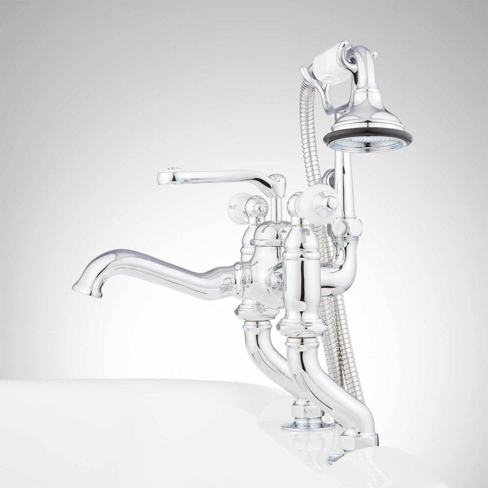 Signature Hardware Chrome Three Handle Roman Tub Faucet 
