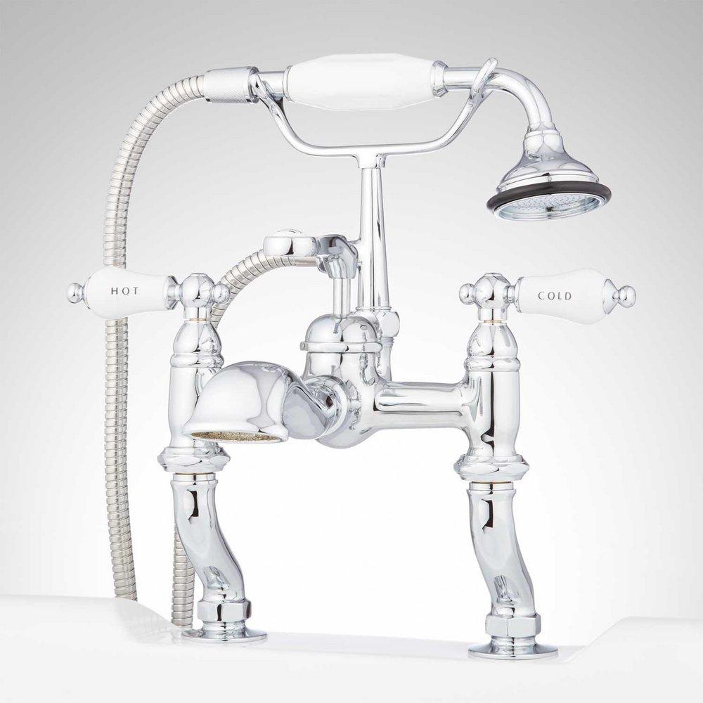 Signature Hardware Chrome Three Handle Roman Tub Faucet 