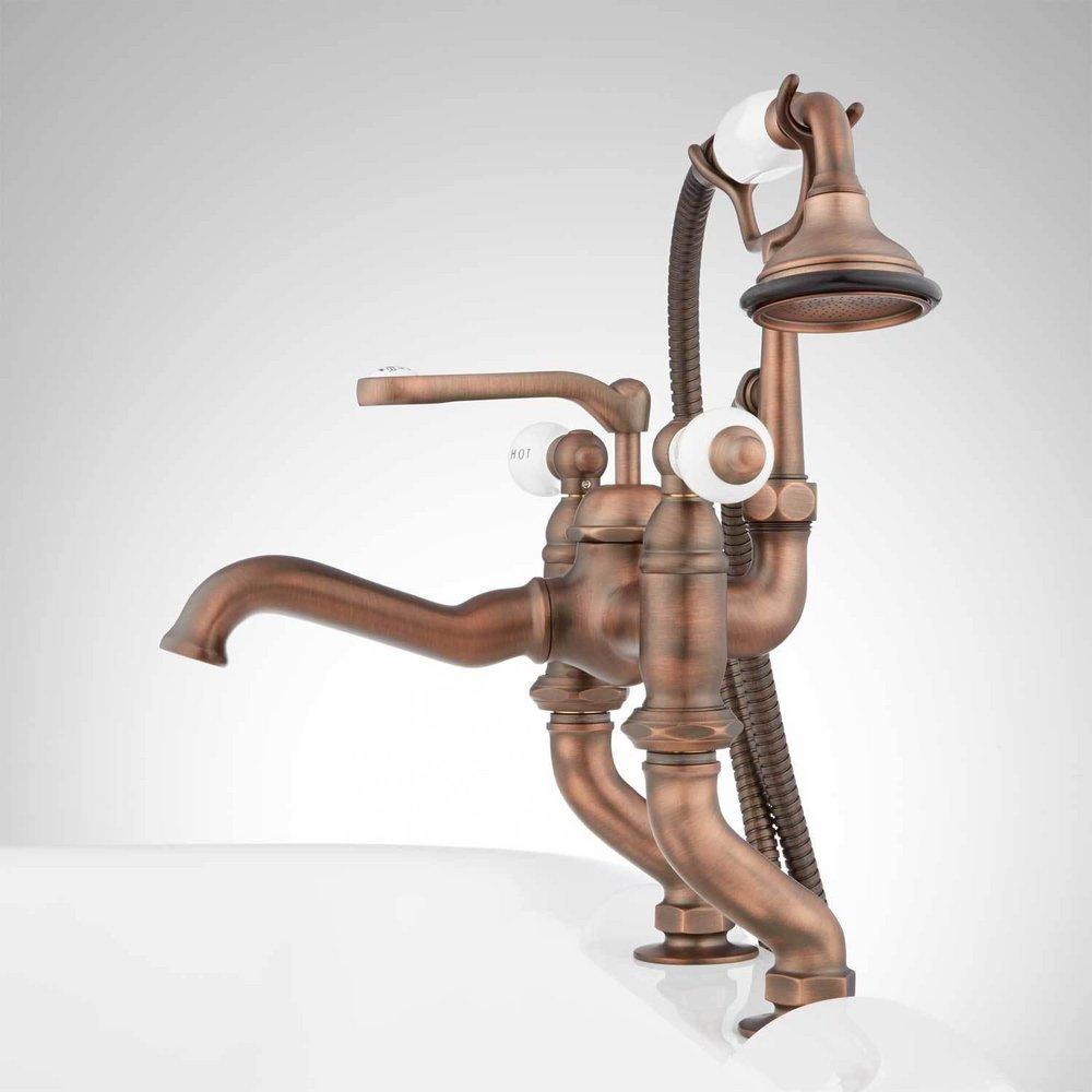 Signature Hardware Oil Rubbed Bronze Three Handle Roman Tub Faucet 