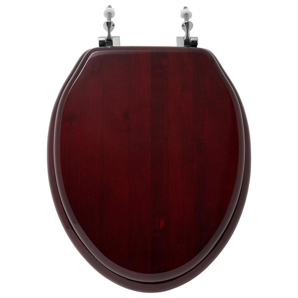 Signature Hardware Mahogany/Chrome Elongated Closed Front Toilet Seat 