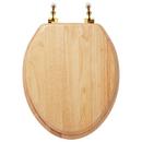 Elongated Closed Front Toilet Seat in Oak/Polished Brass