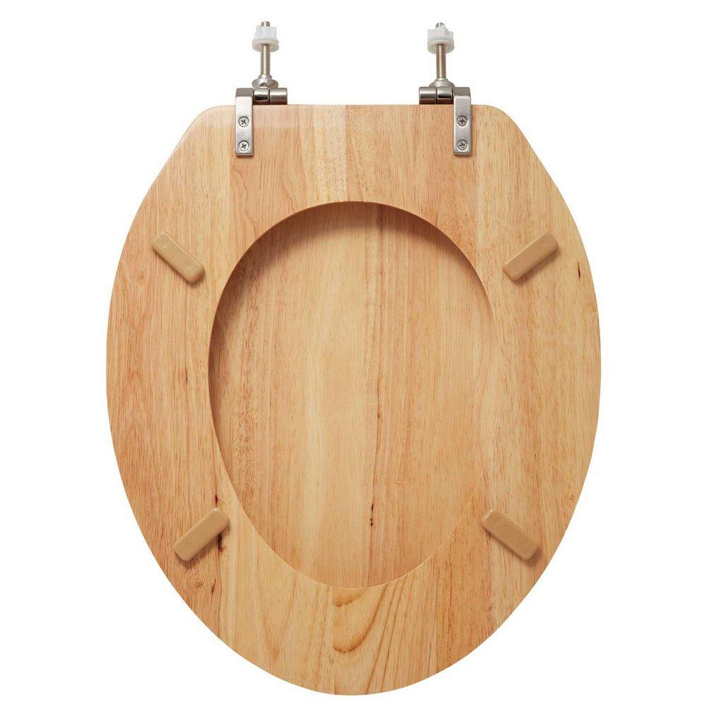 Signature Hardware Oak/Polished Brass Elongated Closed Front Toilet Seat 