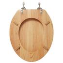 Signature Hardware Oak/Polished Brass Elongated Closed Front Toilet Seat 