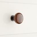 1-1/4 in. Brass Base and Ceramic Round Cabinet Knob in Striped Brown with Oil Rubbed Bronze
