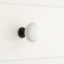 1-1/4 in. Iron Base and Ceramic Round Cabinet Knob in White with Black