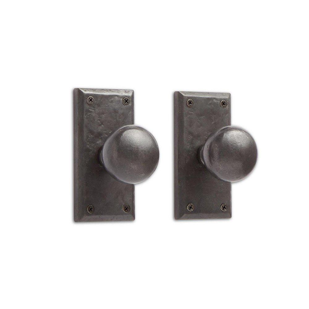 Signature Hardware Dark Bronze Rectangular Sandcast Bronze Privacy Door Knob Set 