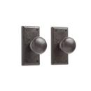 Rectangular Sandcast Bronze Privacy Door Knob Set in Dark Bronze