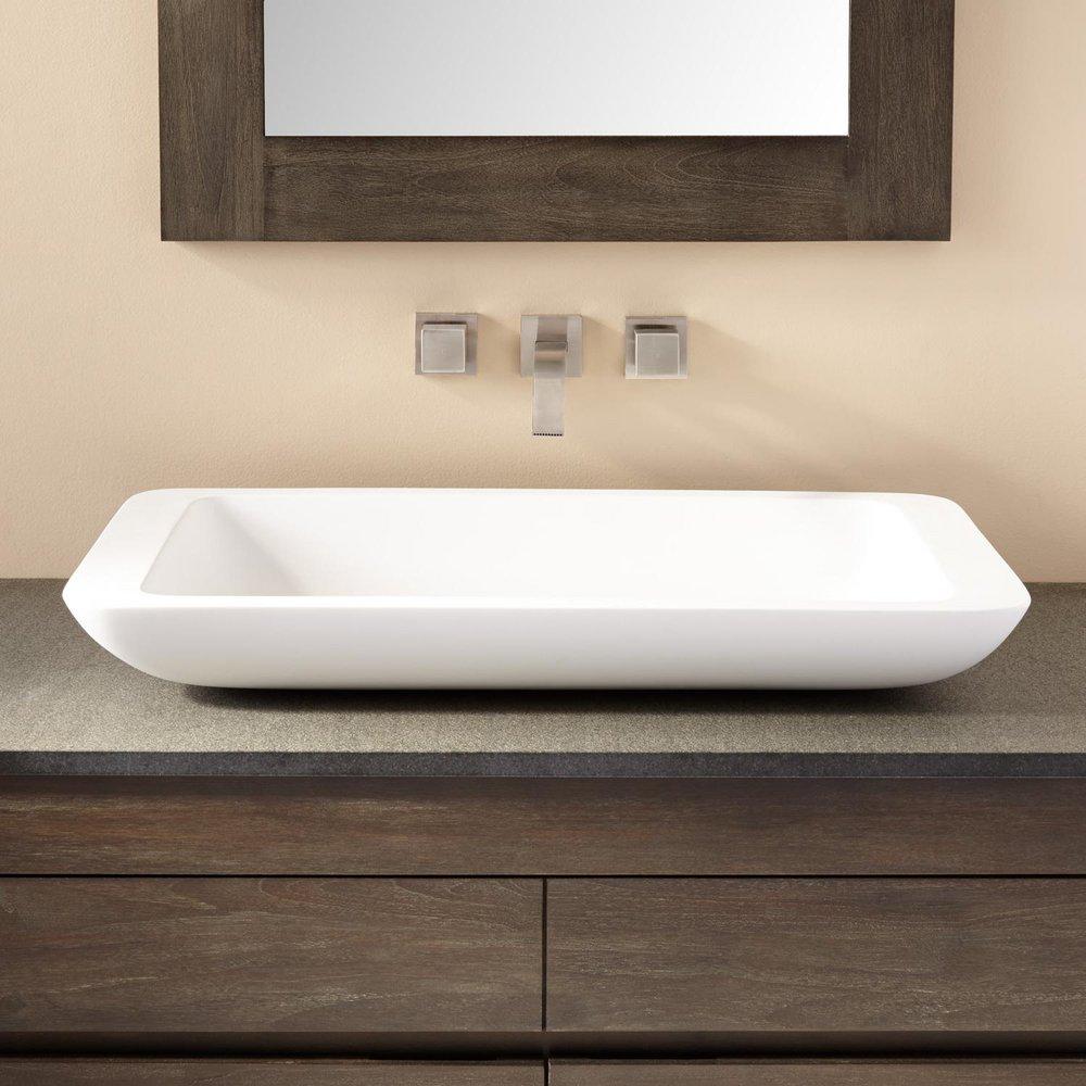 Signature Hardware White Vessel Mount Bathroom Sink 