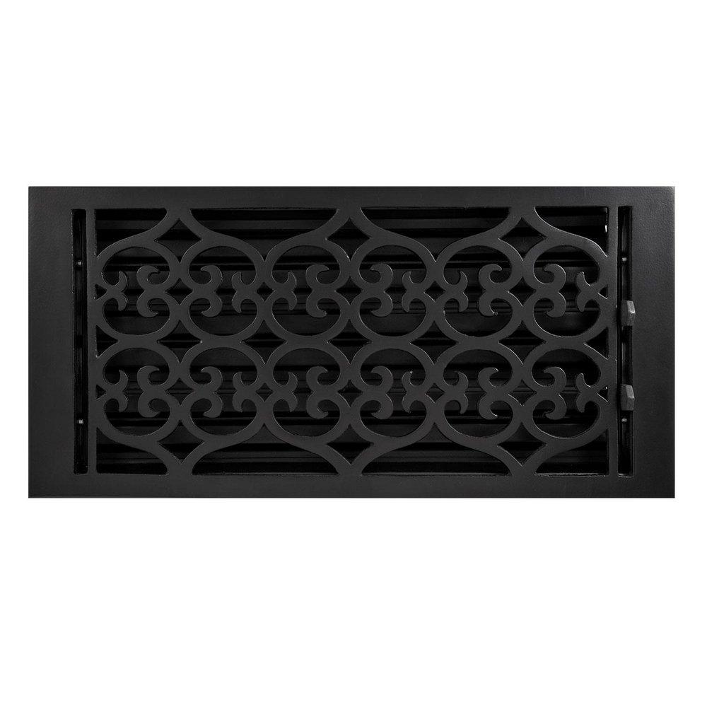 Signature Hardware Black 14 in. Floor Register in Black Cast Iron 