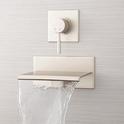 Single Handle Wall Mount Waterfall Tub Filler in Brushed Nickel