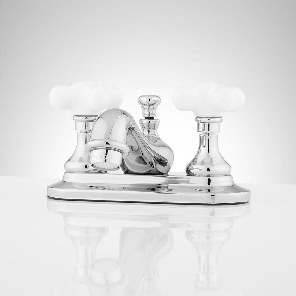Signature Hardware Chrome Two Handle Centerset Bathroom Sink Faucet 