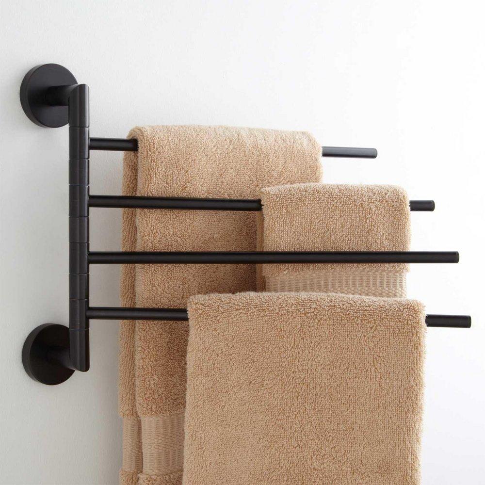 Signature Hardware Dark Oil Rubbed Bronze Quadruple Swing Arm Towel Bar in Dark Oil Rubbed Bronze 