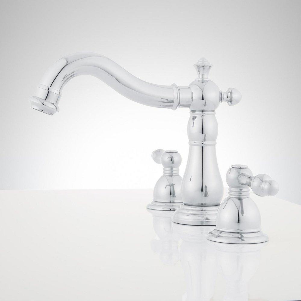 Signature Hardware Chrome Two Handle Widespread Bathroom Sink Faucet 