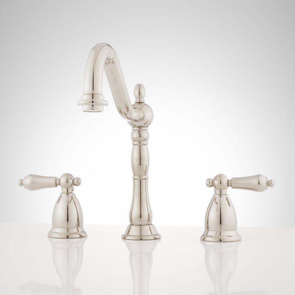 Signature Hardware Polished Nickel Two Handle Widespread Bathroom Sink Faucet 