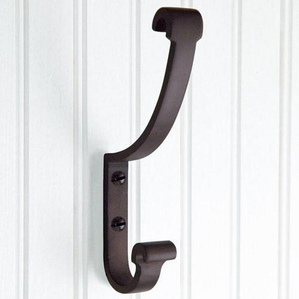 Signature Hardware Bronze Patina Bronze Double Coat Hook with Scrolled Ends 