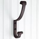 Bronze Double Coat Hook with Scrolled Ends in Bronze Patina